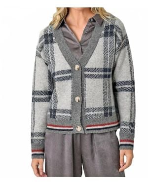 Mystree The Londan Lane Plaid Cardigan - Gray