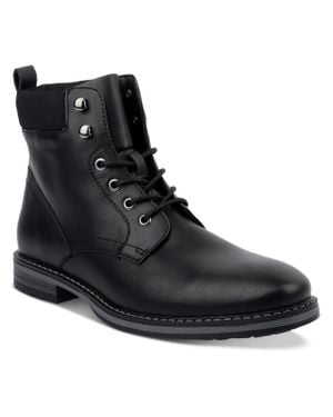 Club Room Westin Faux Leather Lace-Up Ankle Boots - Black