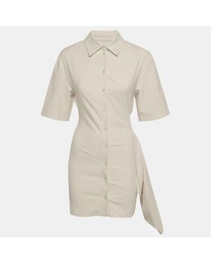 Jacquemus Cream Twill La Robe Camisa Mini Shirt Dress - Natural