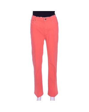 Roberto Cavalli Coral Cotton Logo Plaque Detail Jeans - Red