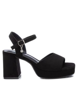 Xti Heeled Suede Sandals With Platform By - Black