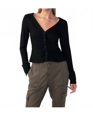 Sanctuary Wide Cuff Knit Blouse - Black