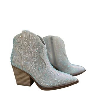 Very G Stroke Of Midnight Rhinestone Booties - Gray