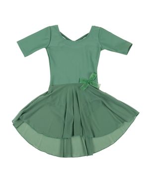 Leveret Girls Short Sleeve Skirt Leotard Classic Solid Color - Green
