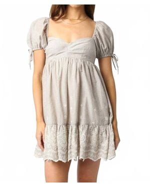 Olivaceous Tyra Baby Doll Dress - Gray