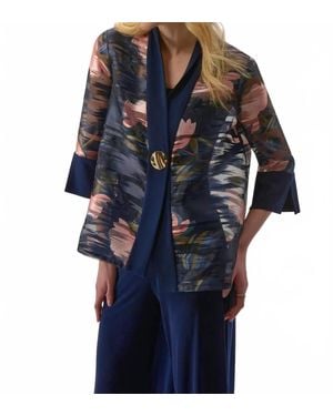 Joseph Ribkoff Floral Asymmetric Swing Jacket - Blue