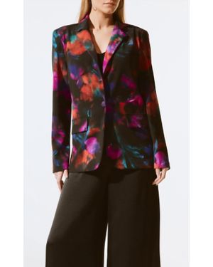Joseph Ribkoff Floral Print Straight Blazer - Red
