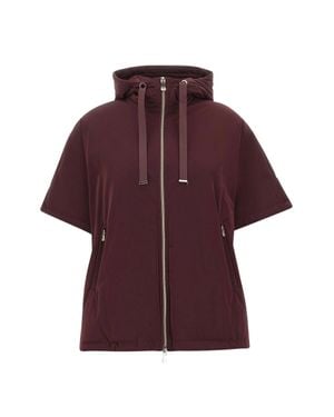 Elena Miro Cappetta Boxy Hooded Short-Sleeve Jacket - Purple