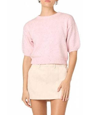 Astr Colette Puff Sleeve Sweater - Pink