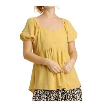 Umgee Sweetheart Babydoll Top - Yellow