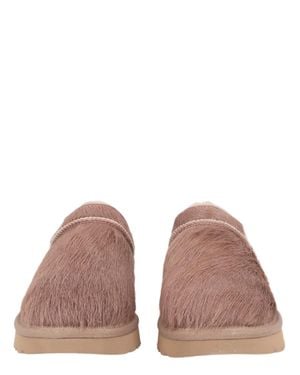 UGG Calf Hair Leather Slip-On Shoes With Textured Finish - Brown