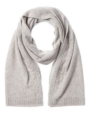 Bruno Magli Cable Border Cashmere Scarf - Gray