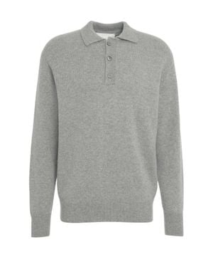 Amaranto Polo Collar Knitwear Sweater - Gray