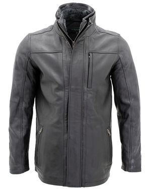 Infinity Leather Leather Mid Length Coat-Hanoi - Gray