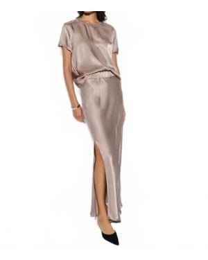 Nation Ltd Maribel Bias Skirt With Slit - Natural