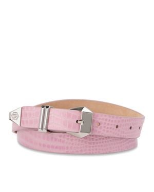 Philipp Plein Leather Belt Cocco - Pink