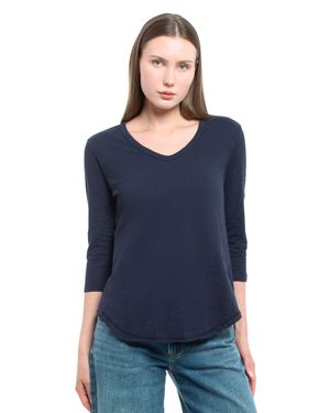 Wilt 3/4 Sleeve V-Neck Shirttail - Blue