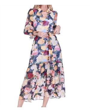J joy Split Neck Maxi Dress - Purple