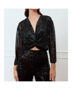 DELUC Amapola Sequin Top - Black