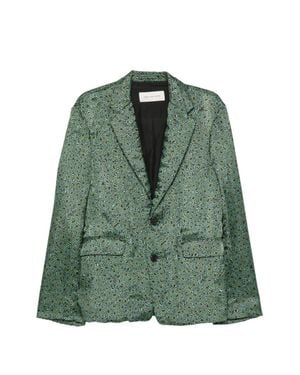 Dries Van Noten Tailored Floral Patterned Classic-Lapel Blazer - Green