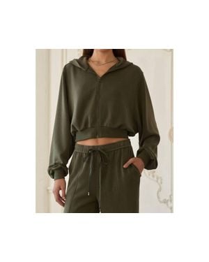 Skies Are Blue Sammie Brushed Modal Hoodie Jacket - Green