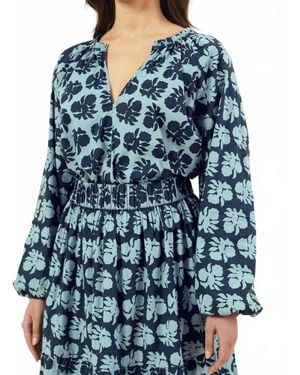 Omika Lani V-Neck Blouse - Blue