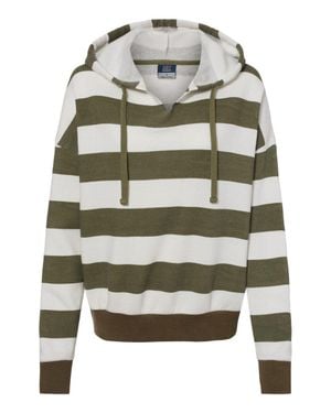 Mv Sport Striped Fleece Boxy Hooded Sweatshirt - Gray