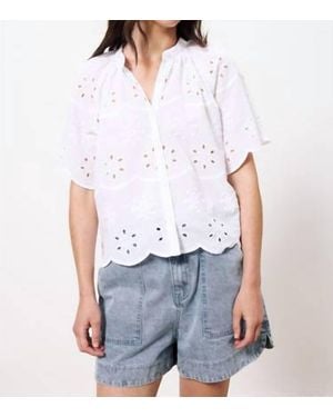FRNCH Neda Scalloped Sleeve Blouse - White