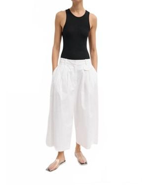 Tibi Bio Twill Triple Pleat Cropped Pants - White