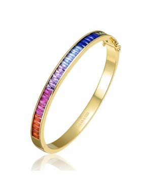 Rachel Glauber 14K Plated With-Colored Cubic Zirconia Bangle Bracelet - Blue