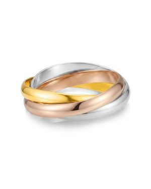 MAX + STONE 925 Sterling 18K Plated Tri Color Interlocking Ring - Metallic