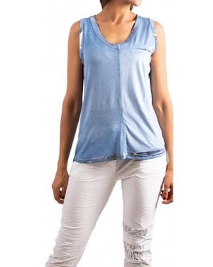 Gigi Moda Ferno V-Neck Two Tone Tank - Blue