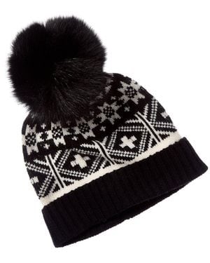 Sofiacashmere Fairisle Wool & Cashmere-Blend Hat - Black