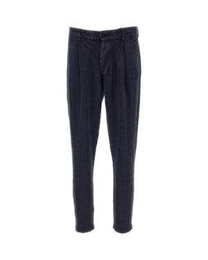 Original Vintage Linen Pleated Front Pants - Blue