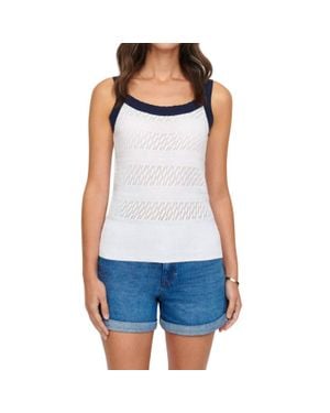 Isla Olivia Pointelle Vest Top - Blue