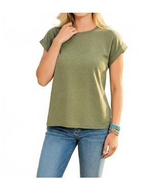 Zenana Cotton Modal Rolled Sleeve Tee - Green