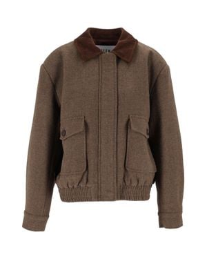 ELEH Cropped Corduroy Collar Jacket - Brown