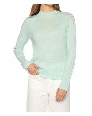 Kinross Cashmere Rib Trim Funnel Top - Green