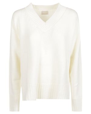 Drumohr Relaxed Oversized V-Neck Sweater - White