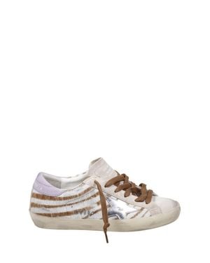 スニーカー Golden  Super-Star Leather Upper Suede Toe Zebra Horsy Golden Goose 