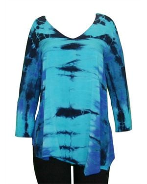 Impulse California Hand Dyed Chiffon Overlay Top - Blue