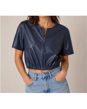 J. Society Vegan Short Sleeve Bomber Jacket - Blue