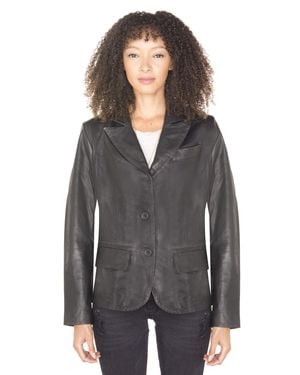 Infinity Leather Leather Blazer Jacket-Seregno - Gray