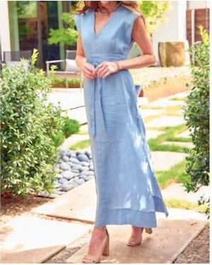 Finley Beverly Long Linen Midi Dress - Green