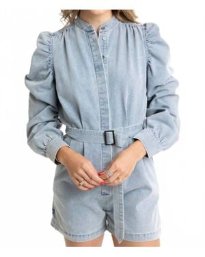 Karlie Denim Belt Romper - Blue