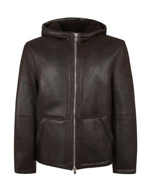 Dondup Shearling Sheepskin Coat With Hood And Zip - Black