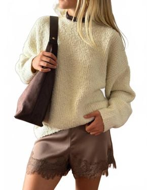 Elodie Bruno Kaia Lace Satin Shorts - Brown