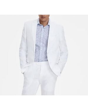 BarIII Slim Fit 100% Linen Jacket - White