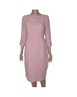 Lela Rose Wool Crepe Half Sleeve Midi Shift Dress - Purple
