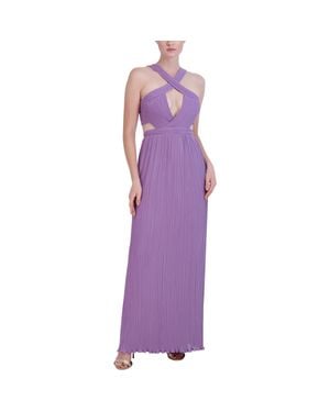 BCBGMAXAZRIA Full Length Pleated Halter Dress - Purple